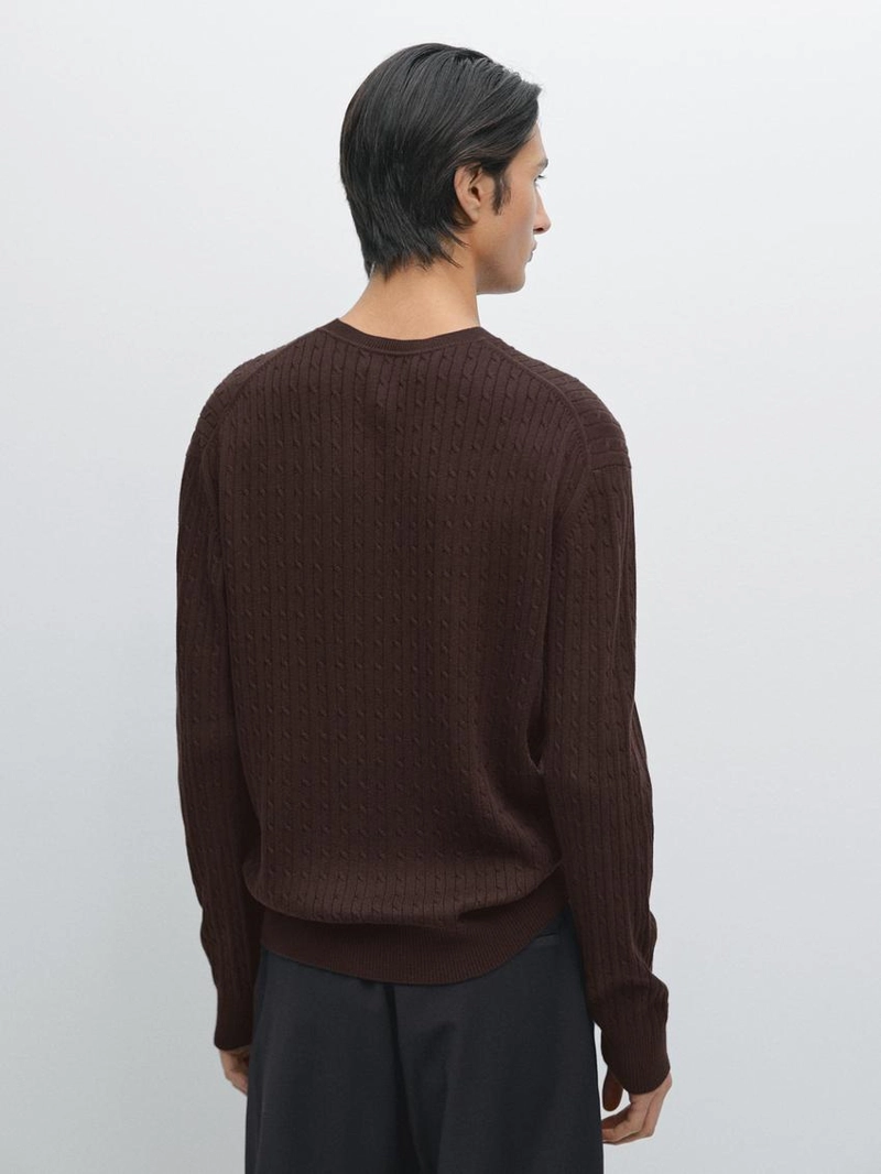 Свитер с косами из хлопкового микса