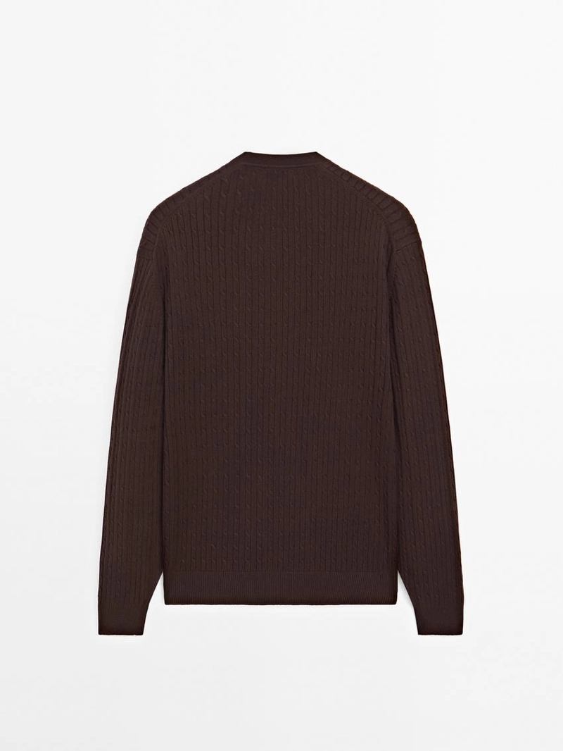 Свитер с косами из хлопкового микса