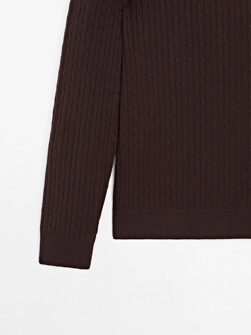 Свитер с косами из хлопкового микса