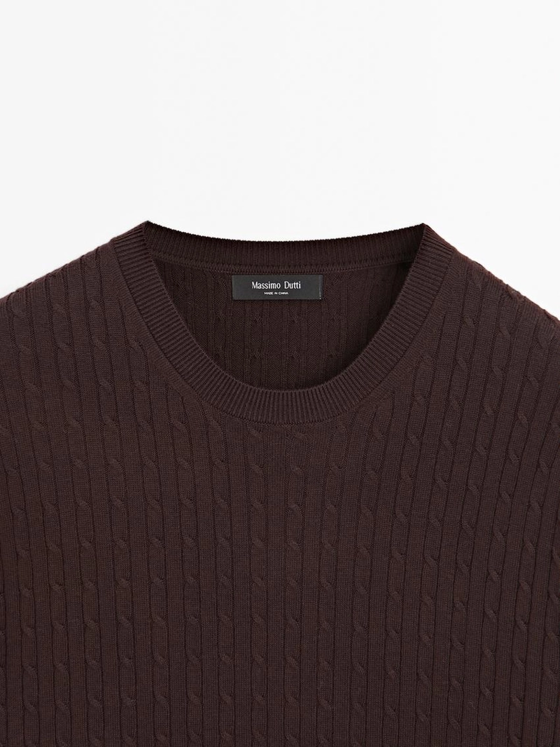 Свитер с косами из хлопкового микса