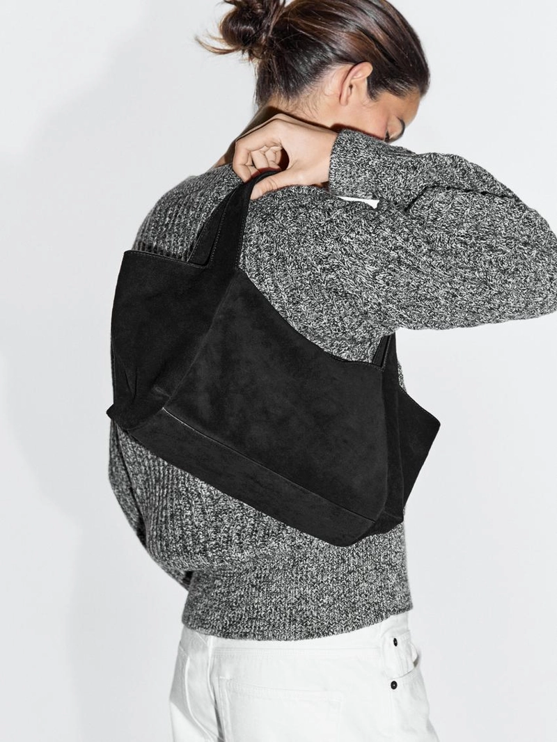 Сумка для покупок из натуральной кожи среднего размера