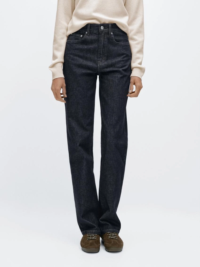 Джинсы комфорт с высокой посадкой и прямыми штанинами