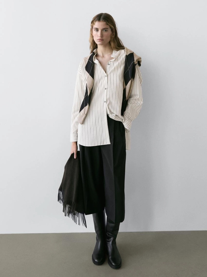 Рубашка с полосками из текстиля