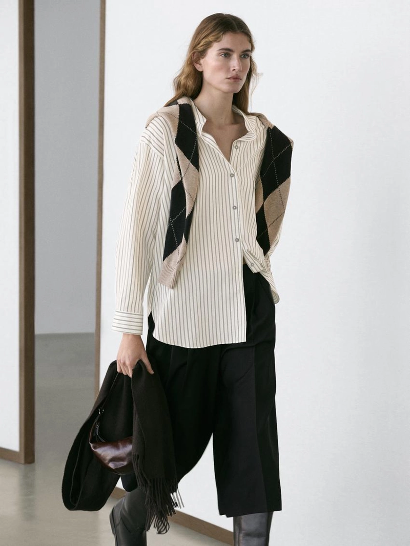 Рубашка с полосками из текстиля