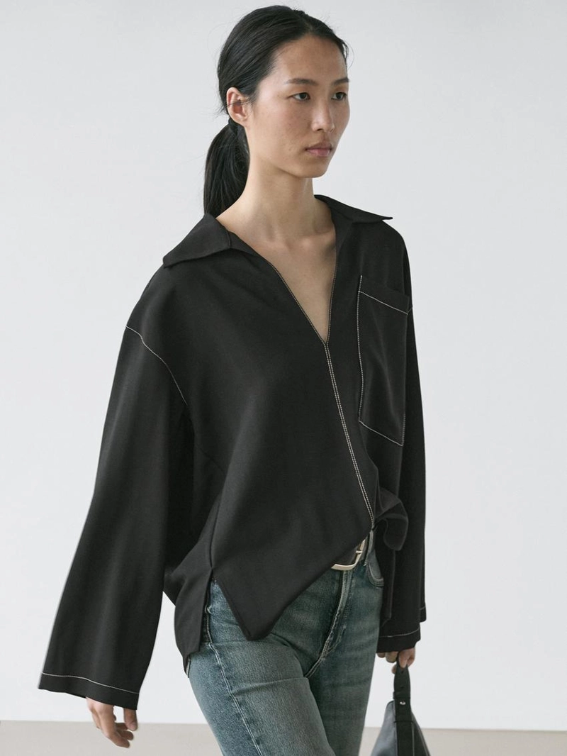 Рубашка-оверштаны из шерстю с карманом