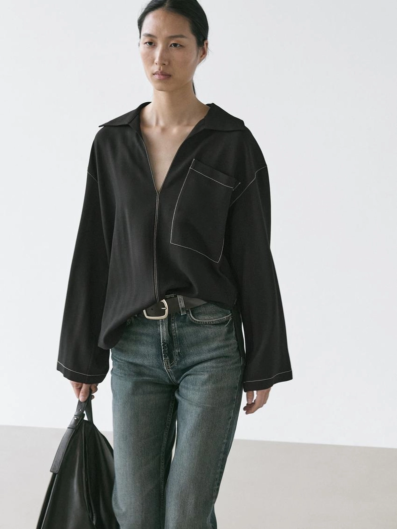 Рубашка-оверштаны из шерстю с карманом