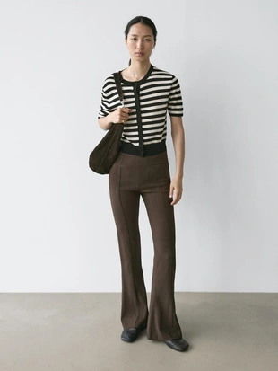 Кардиган с короткими рукавами в полоску из вязаного трикотажа- Заказать в России