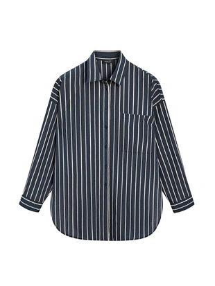 NAVY BLUE|5117/717 - Massimo Dutti Рубашка в полоску с карманом