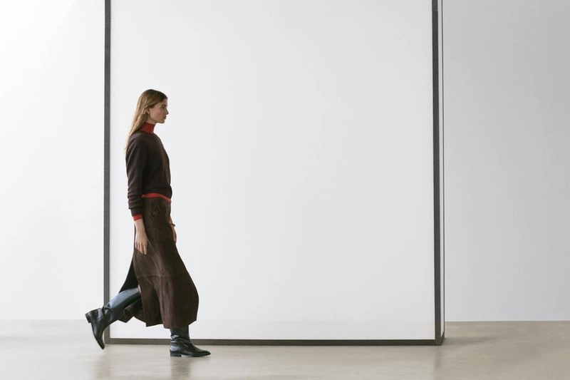 Юбка-миди из прямозернистой кожи