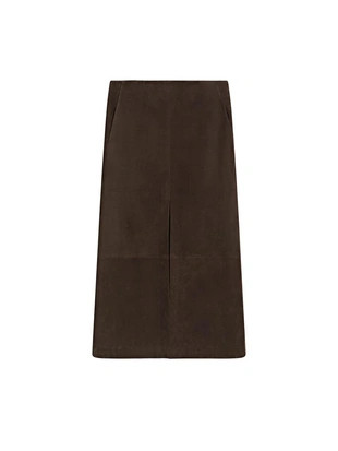 Юбка-миди из прямозернистой кожи- Заказать в России