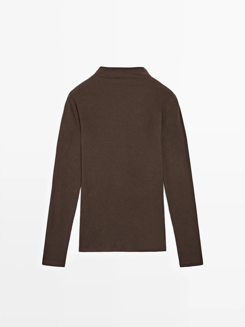 Футболка с длинным рукавом из ребристого хлопка