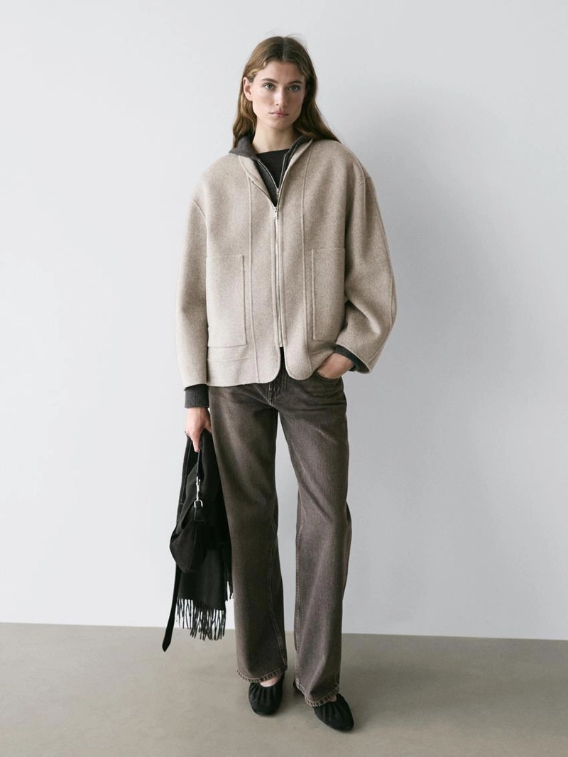 Пальто с молнией из шерстяной смеси