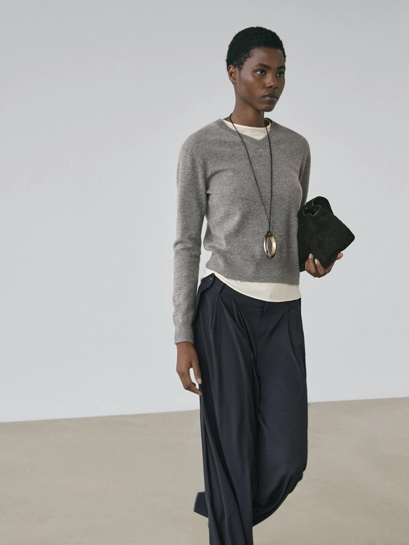 Шерстяные брюки со складками