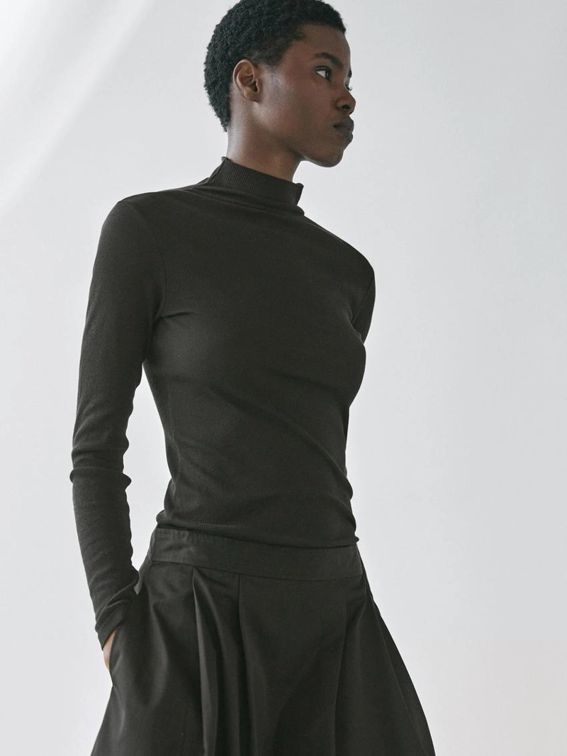 Футболка с длинным рукавом из ребристого хлопка