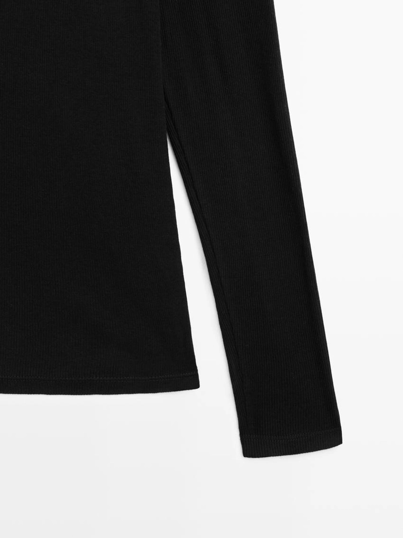 Футболка с длинным рукавом из ребристого хлопка