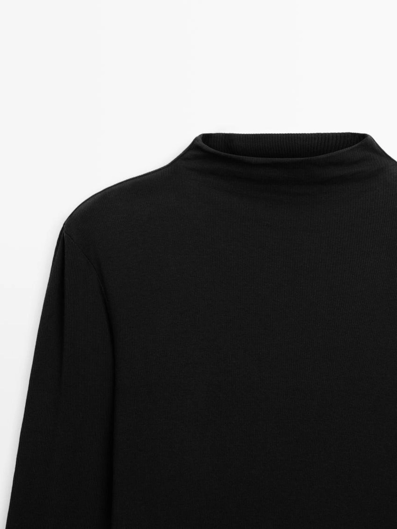 Футболка с длинным рукавом из ребристого хлопка