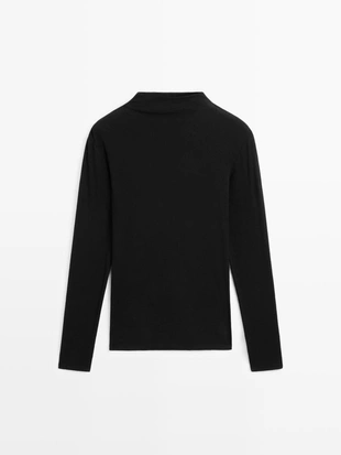 Футболка с длинным рукавом из ребристого хлопка- Заказать в России