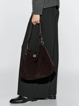 Chocolate|6915/630 - Massimo Dutti Сумка с люверсами из замши