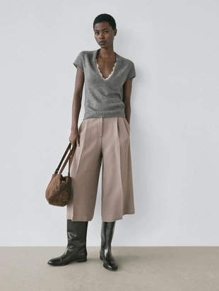 Кофта с короткими рукавами из кружевного вязаного полотна- Заказать в России