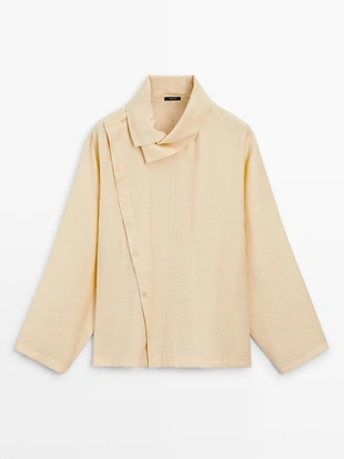 Рубашка с асимметричной пуговицей- Заказать в России