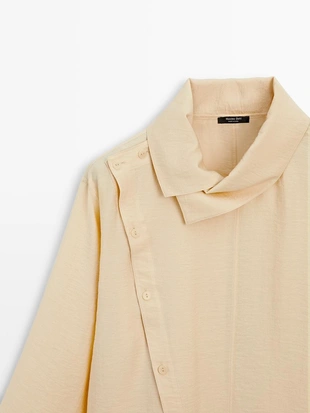 Рубашка с асимметричной пуговицей- Заказать в России