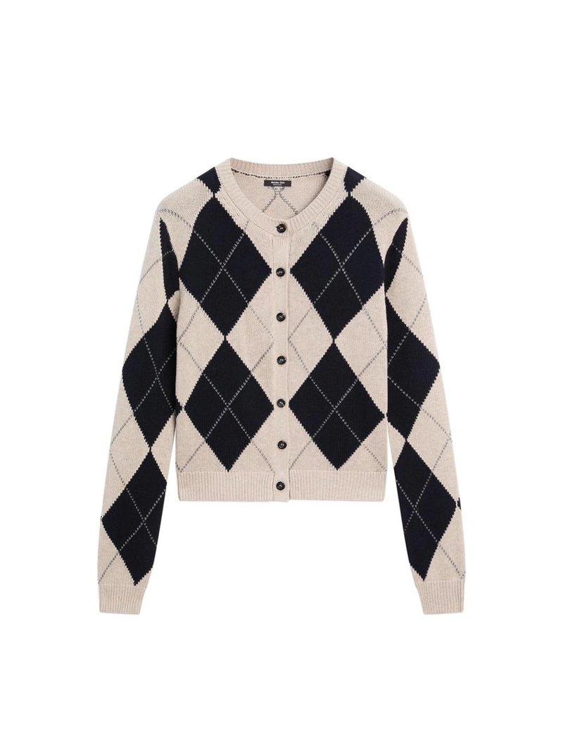 Кардиган с аранами из хлопкового смесового вязания