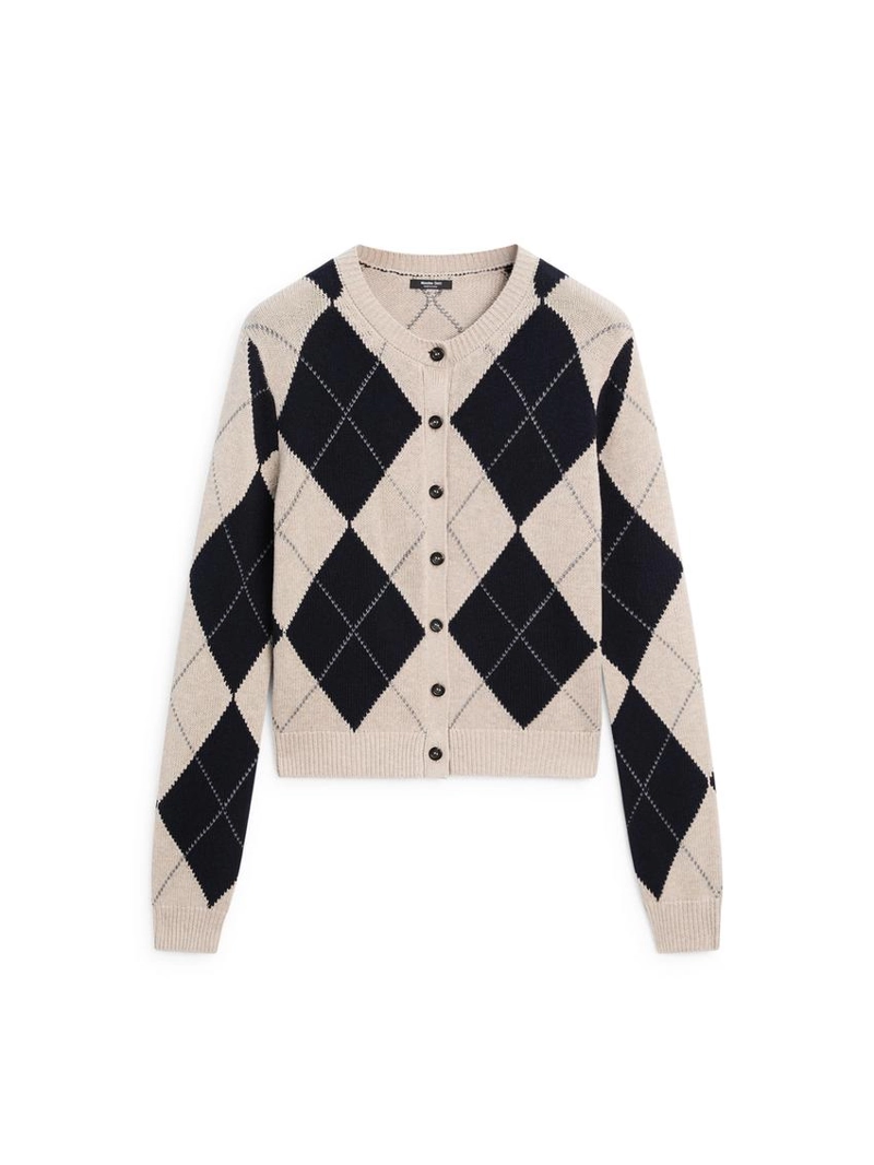 Кардиган с аранами из хлопкового смесового вязания