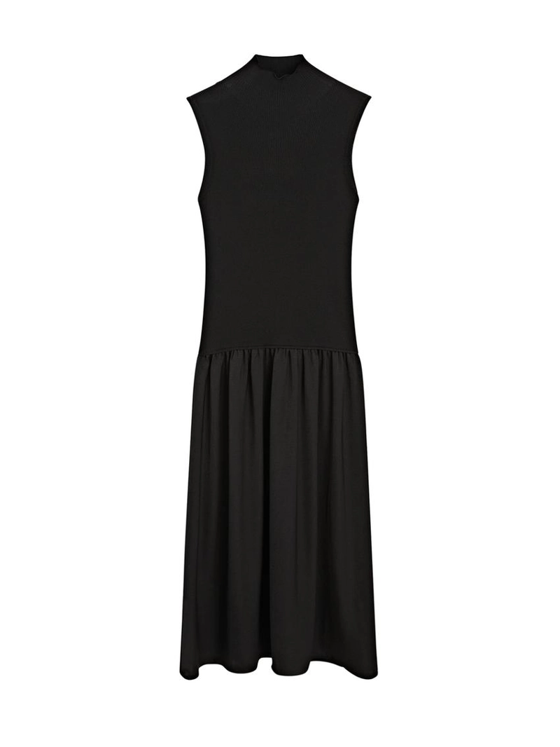 Платье-миди из трикотажа с контрастными деталями