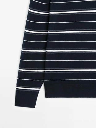 Водолазка-поло из хлопкового микса в полоску- Заказать в России