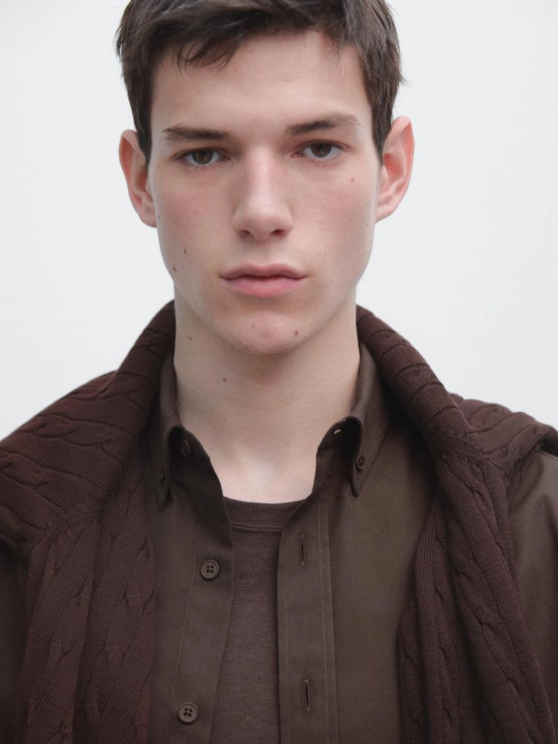 Рубашка из хлопковой смеси прямого кроя