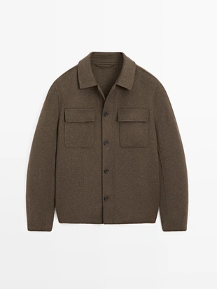 Рубашка-OVERSHIRT из шерстяной смеси с карманами- Заказать в России