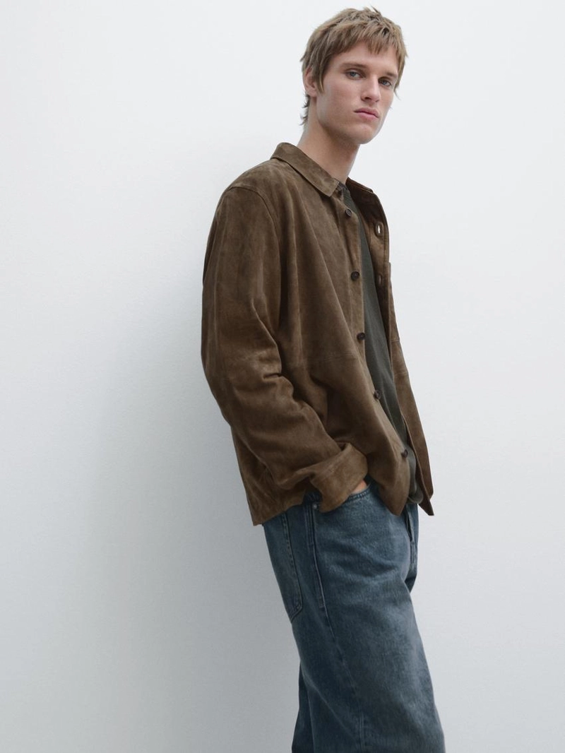 Замшевая кожаная рубашка