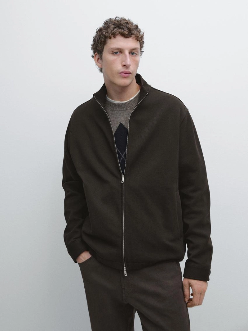 Кардиган с молнией из смесового хлопка