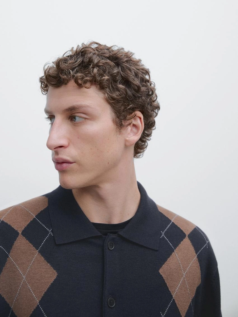 Кардиган из вязаного фактурного трикотажа с аранами из шерсти