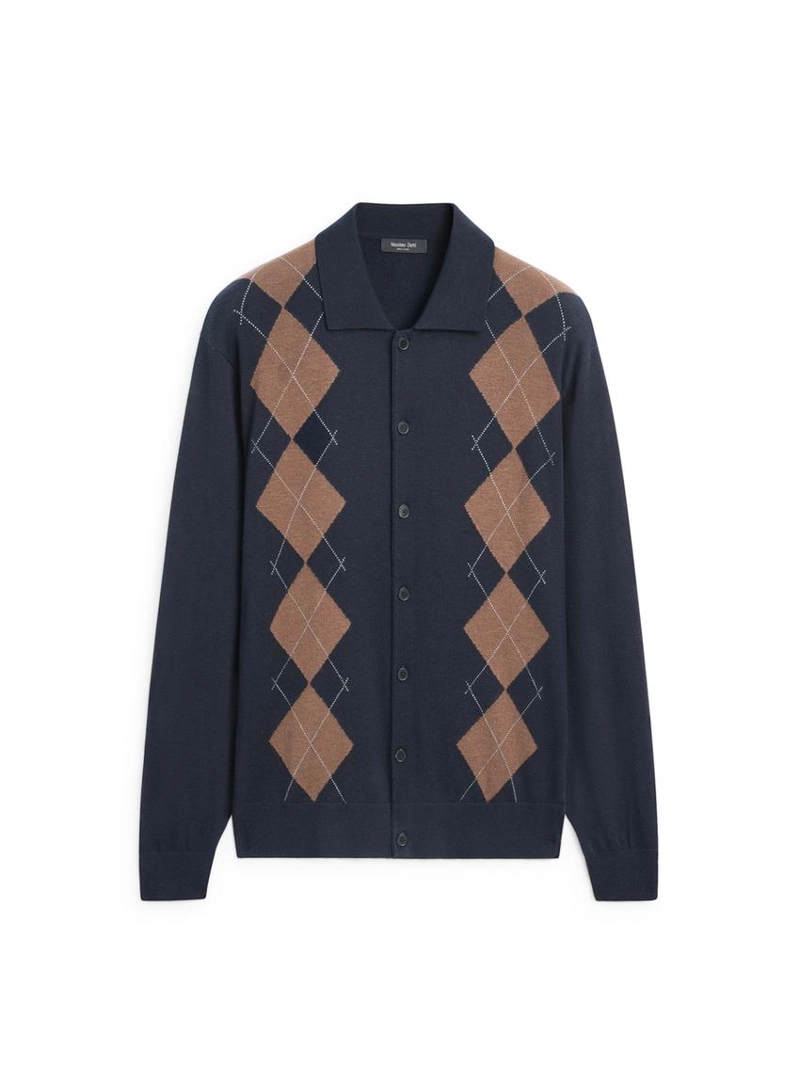 Кардиган из вязаного фактурного трикотажа с аранами из шерсти