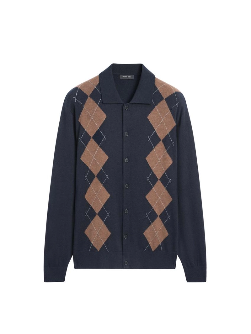 Кардиган из вязаного фактурного трикотажа с аранами из шерсти