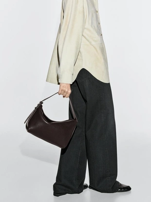 BROWN|6914/650 - Massimo Dutti Маленькая сумка из натуральной кожи овцы