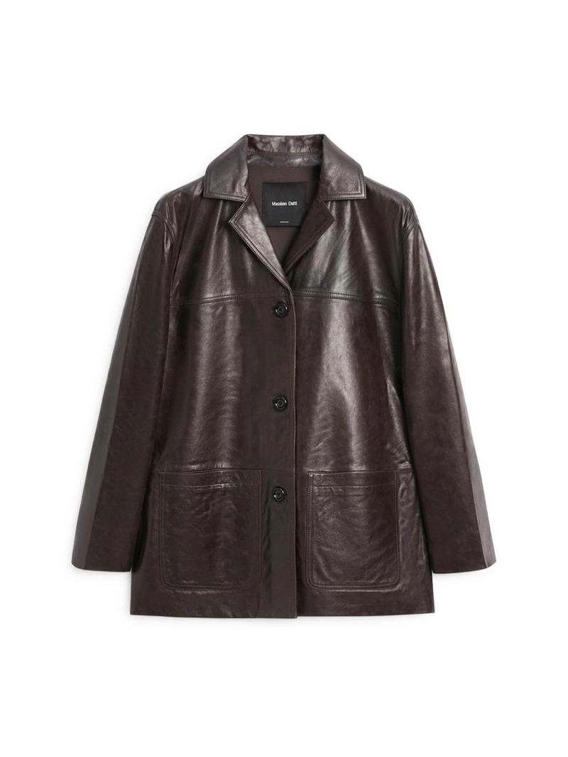 Пиджак из натуральной кожи с пуговицами