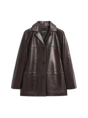 Пиджак из натуральной кожи с пуговицами- Заказать в России