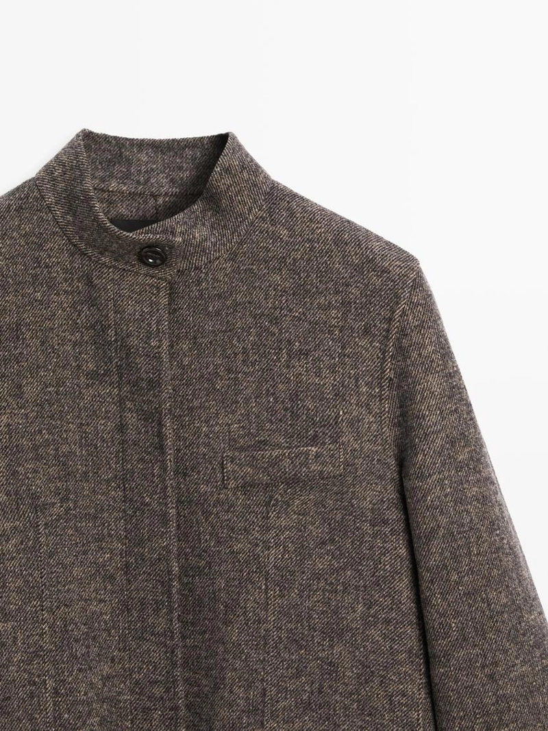 Пальто из шерстяной смеси с вельветовым воротником