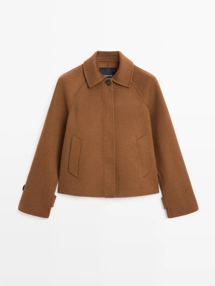 Caramel|6409/636 - Massimo Dutti Пальто из шерстяной смеси с реглановым рукавом