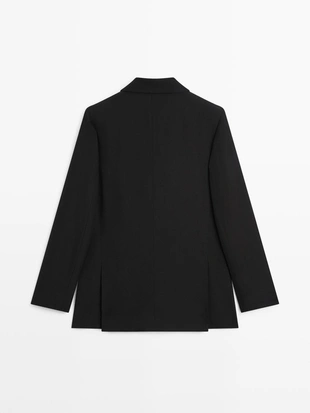 BLACK|6086/756 - Massimo Dutti Пиджак из креповой ткани