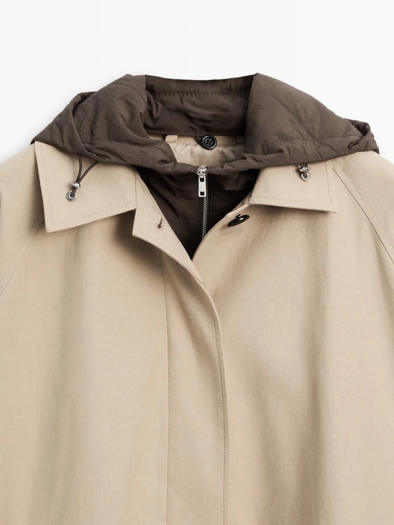 Тренч-плащ с капюшоном