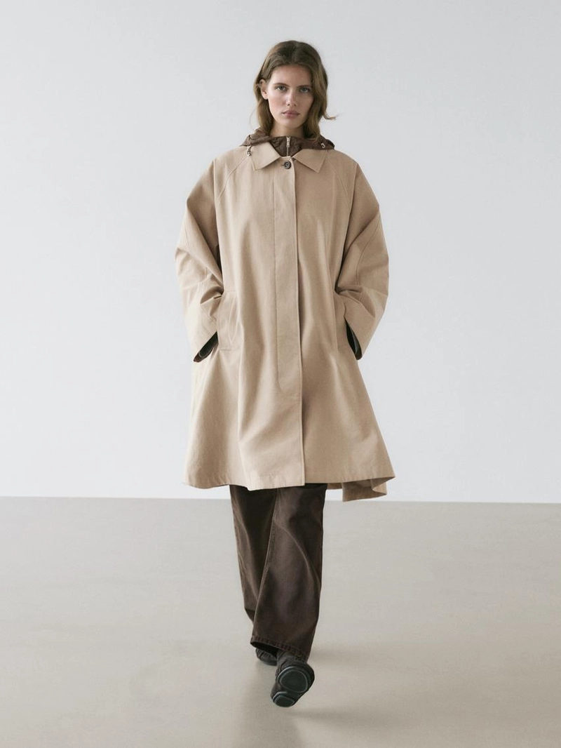 Тренч-плащ с капюшоном