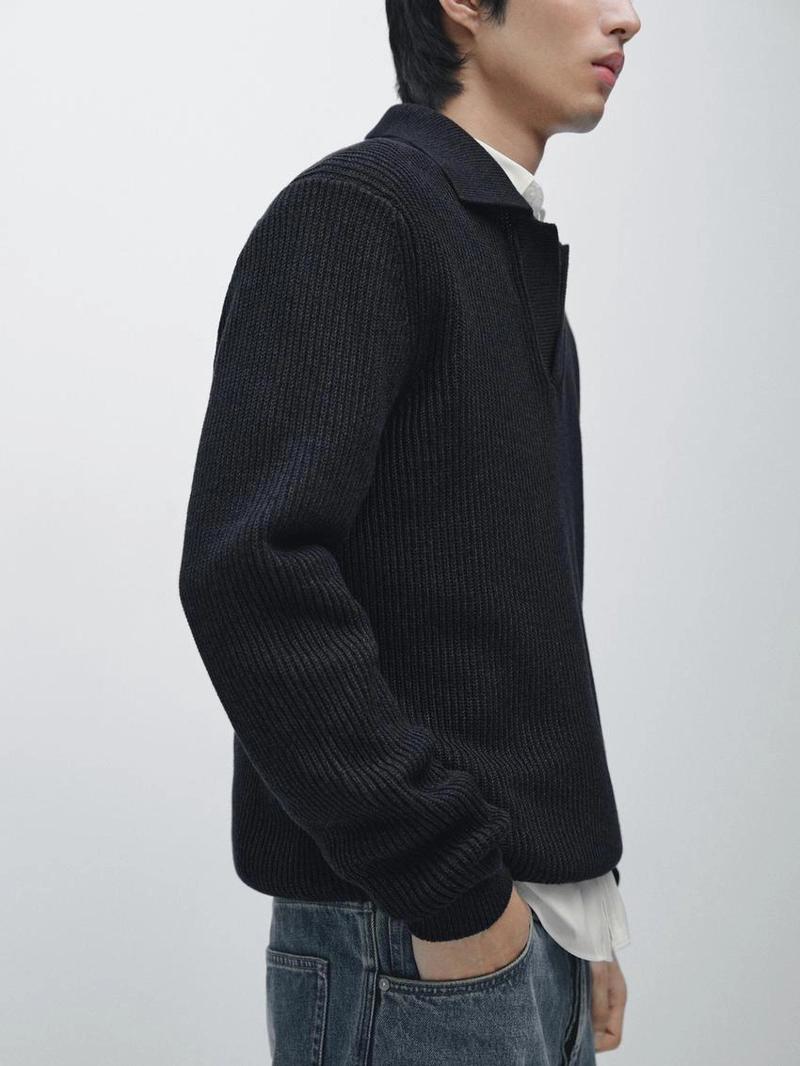 Поло-свитер из хлопкового трикотажа