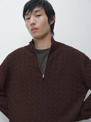 Водолазка из вязаного трикотажа с молнией- Заказать в России