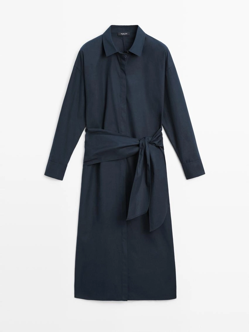 Платье-рубашка с деталями шарфа