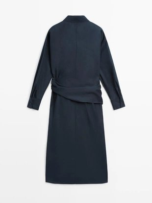 Платье-рубашка с деталями шарфа- Заказать в России