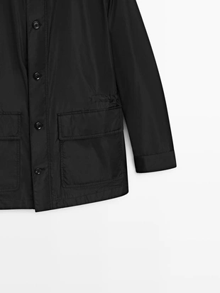 Парка с капюшоном и деталями из ткани- Заказать в России