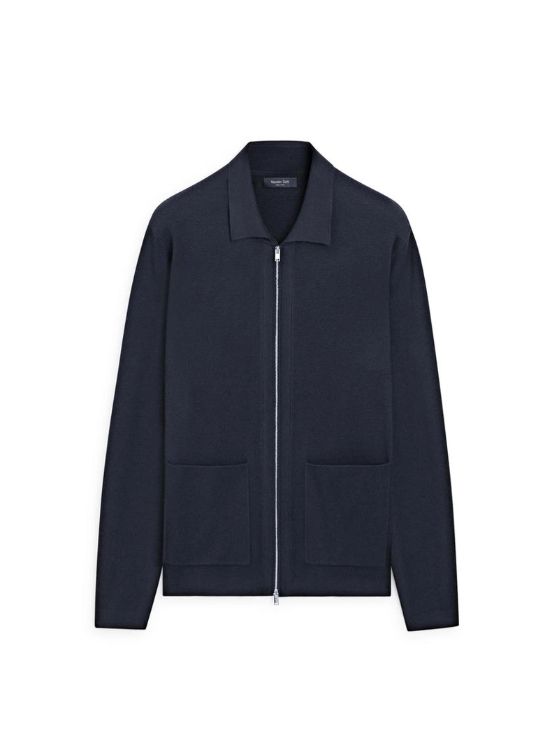 Кардиган из хлопка и шерсти с застежкой-молнией и карманами